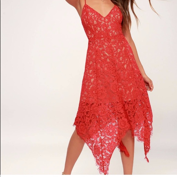 lulu red lace dress